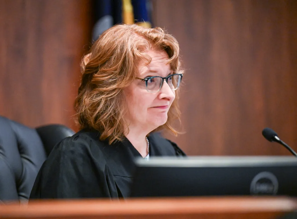 Judge Tatiana Coffinger listening in court.