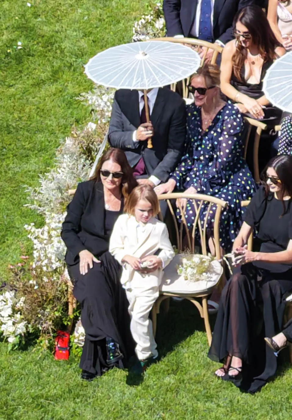 Julia Roberts and Daniel Moder attending the wedding of Emma Roberts and Cody John.