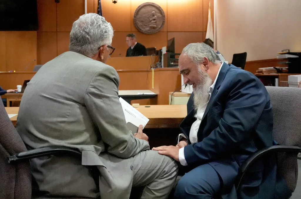 Attorney Ron Bamieh and his client Loay Alnaji in Ventura County Superior Court.