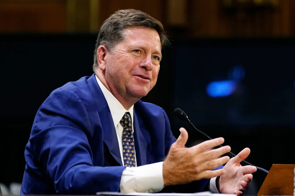 Walter "Jay" Clayton III speaks during his Senate Intelligence Committee nomination hearing.