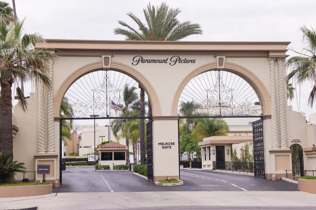 The Melrose Avenue entrance gate to Paramount Studios in Los Angeles.