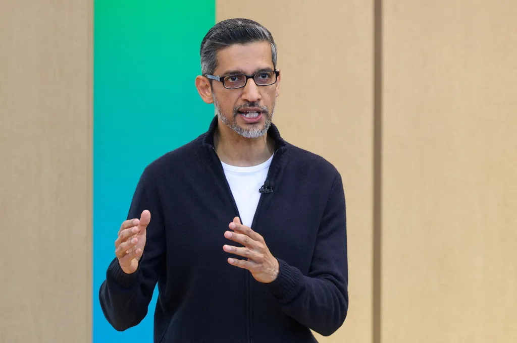 Sundar Pichai speaks at Google's I/O 2026 developer conference.