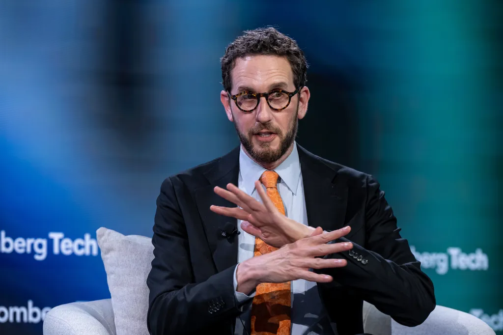 State Senator Scott Wiener speaking at the Bloomberg Tech conference.