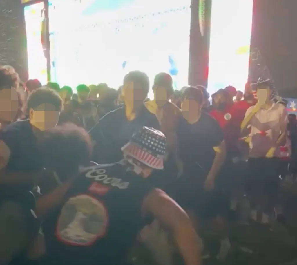 People fighting at the FIFA World Cup 2026 Fan Zone on the National Mall.