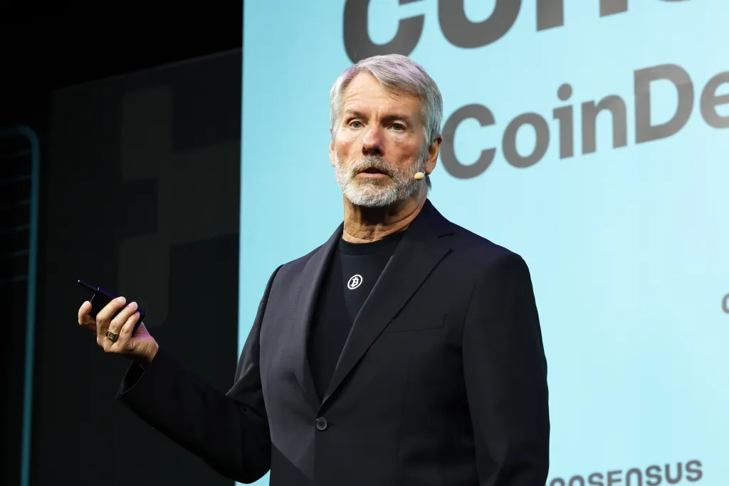 Michael J. Saylor attending Consensus Miami 2026 at Miami Beach Convention Center.