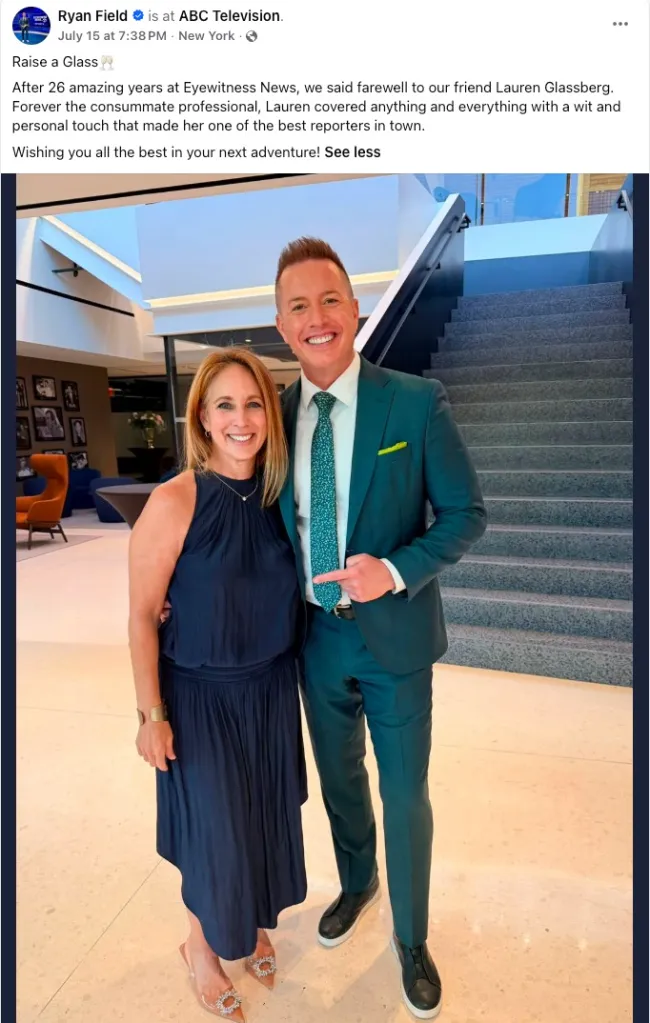 Ryan Field, a WABC-TV colleague, paid tribute to Glassberg on social media.