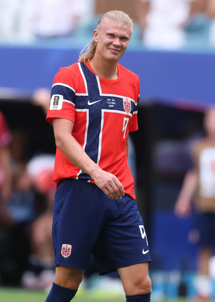 Erling Haaland in his Norway national team kit during the FIFA World Cup 2026 Quarter Final.