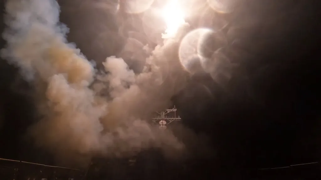 This screen grab made on July 15, 2026, from a handout video released by US Central Command on July 13, 2026, shows what the US military says are missiles being launched to strike military targets across Iran. 