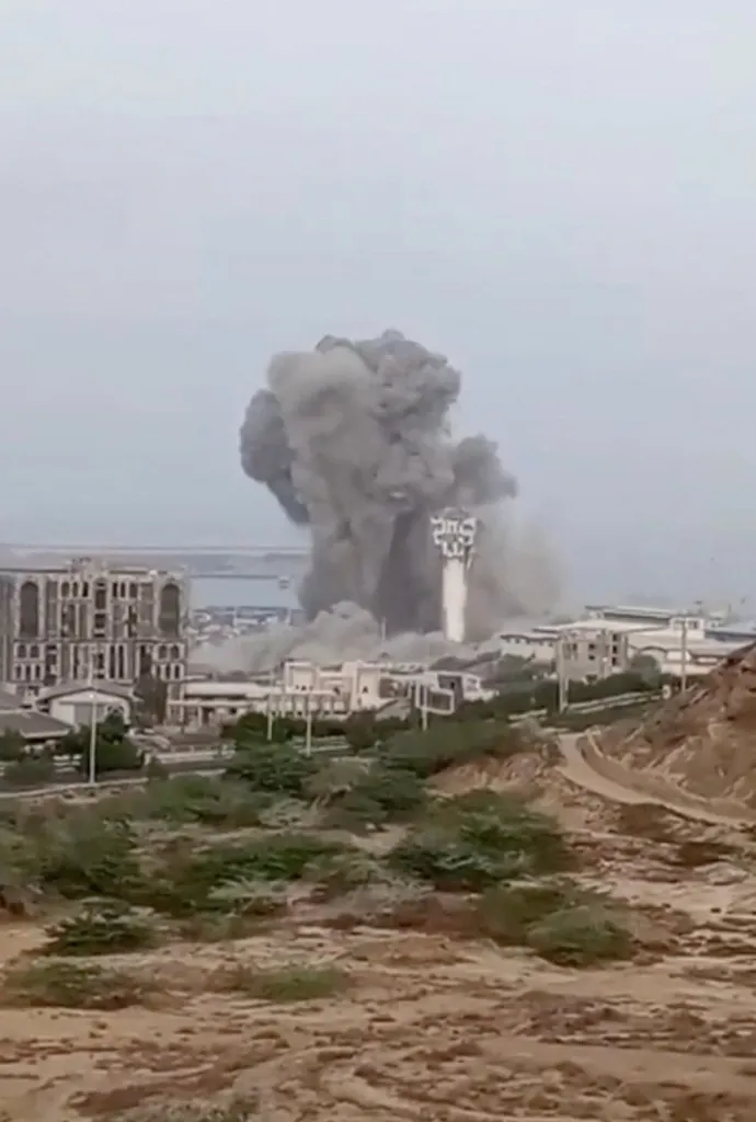 Smoke rises in Chabahar, Iran, in this screengrab taken from a social media video, released July 15, 2026.