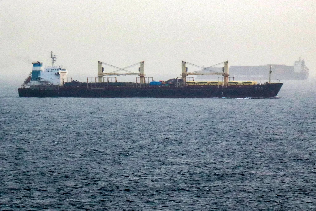 Vessels transit the Bab el-Mandeb Strait.