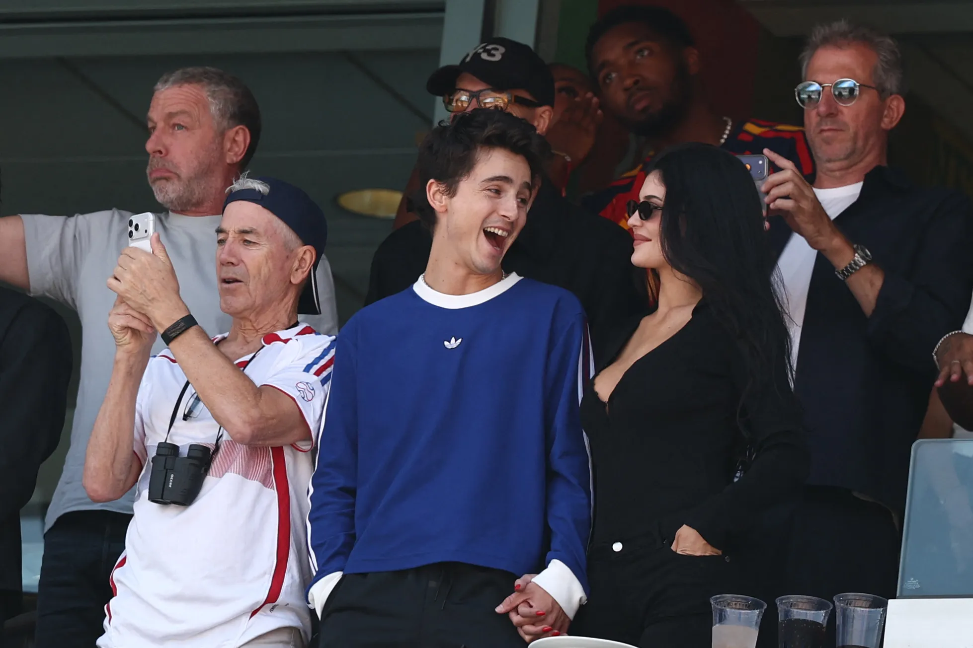 French-US actor Timothee Chalamet, US Media personality Kylie Jenner, and Marc Chalamet attend the 2026 World Cup final.