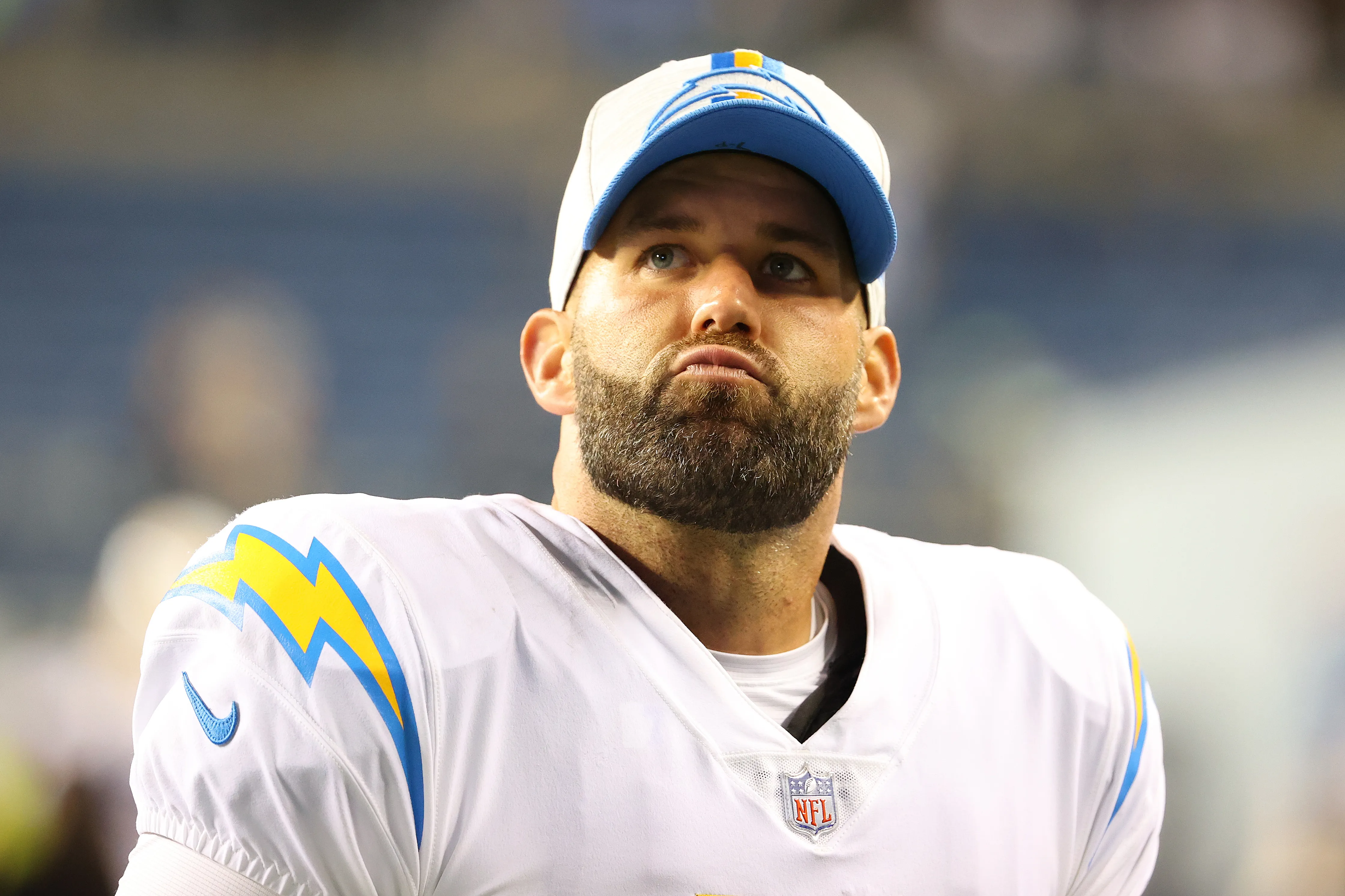 Chase Daniel of the Los Angeles Chargers reacts after a 27-0 loss to the Seattle Seahawks.