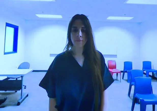 Allison Howlett in a jail uniform during her court appearance.