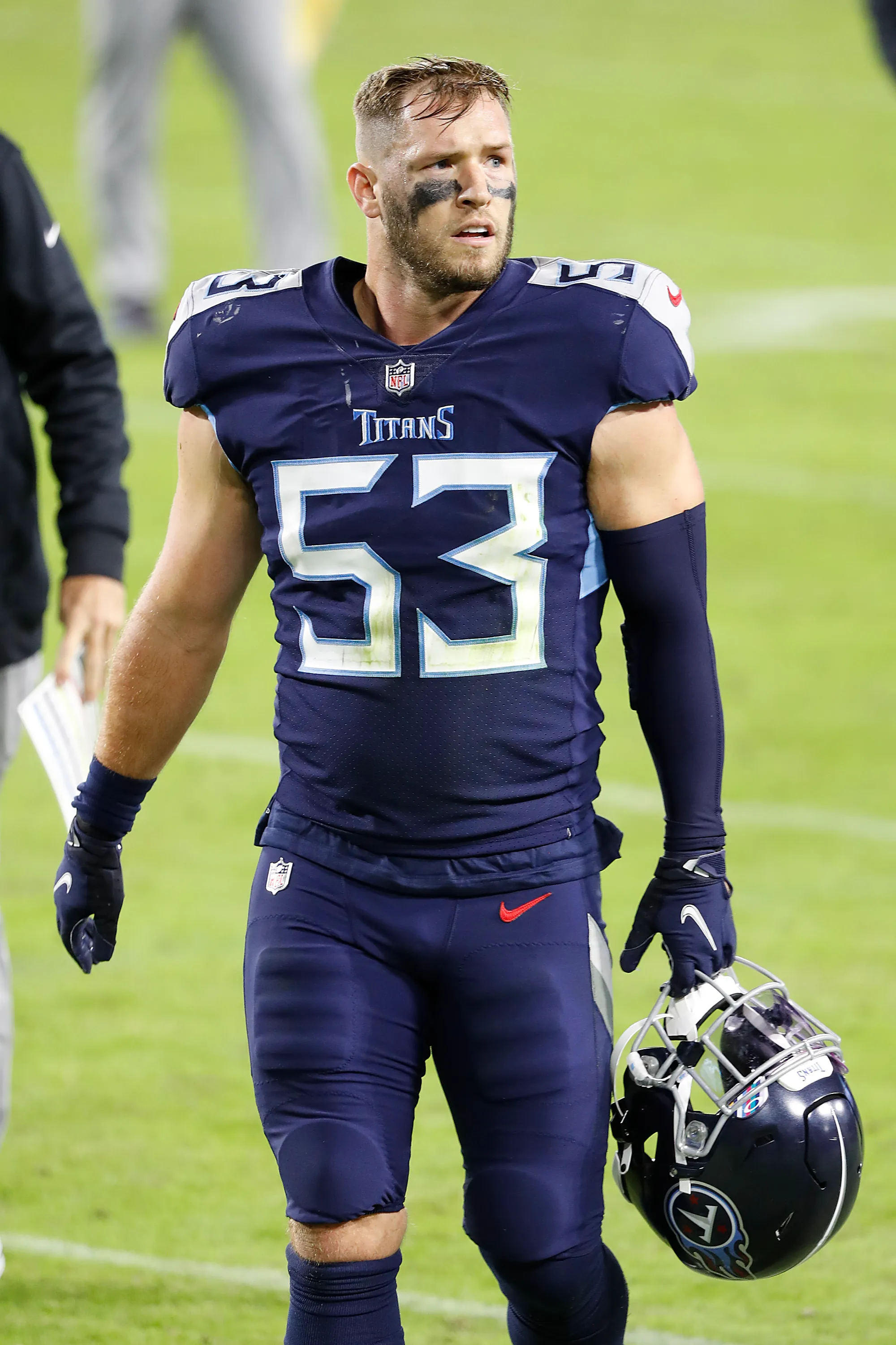 Will Compton #53 of the Tennessee Titans leaves the field after a game.
