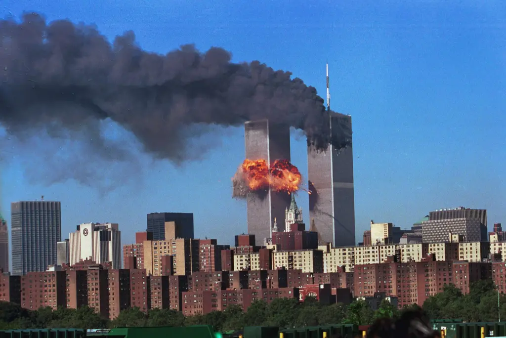 Explosion of the second plane hitting the World Trade Center's South Tower.