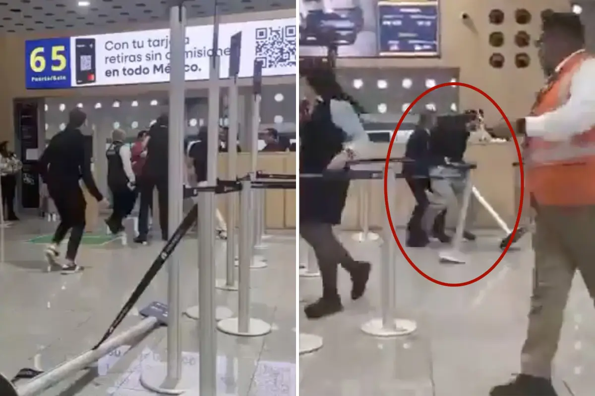 Wild footage shows violent brawl erupt after drunken passengers were thrown off flight at Mexico City airport