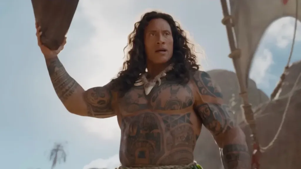 Dwayne Johnson as Maui in the live-action