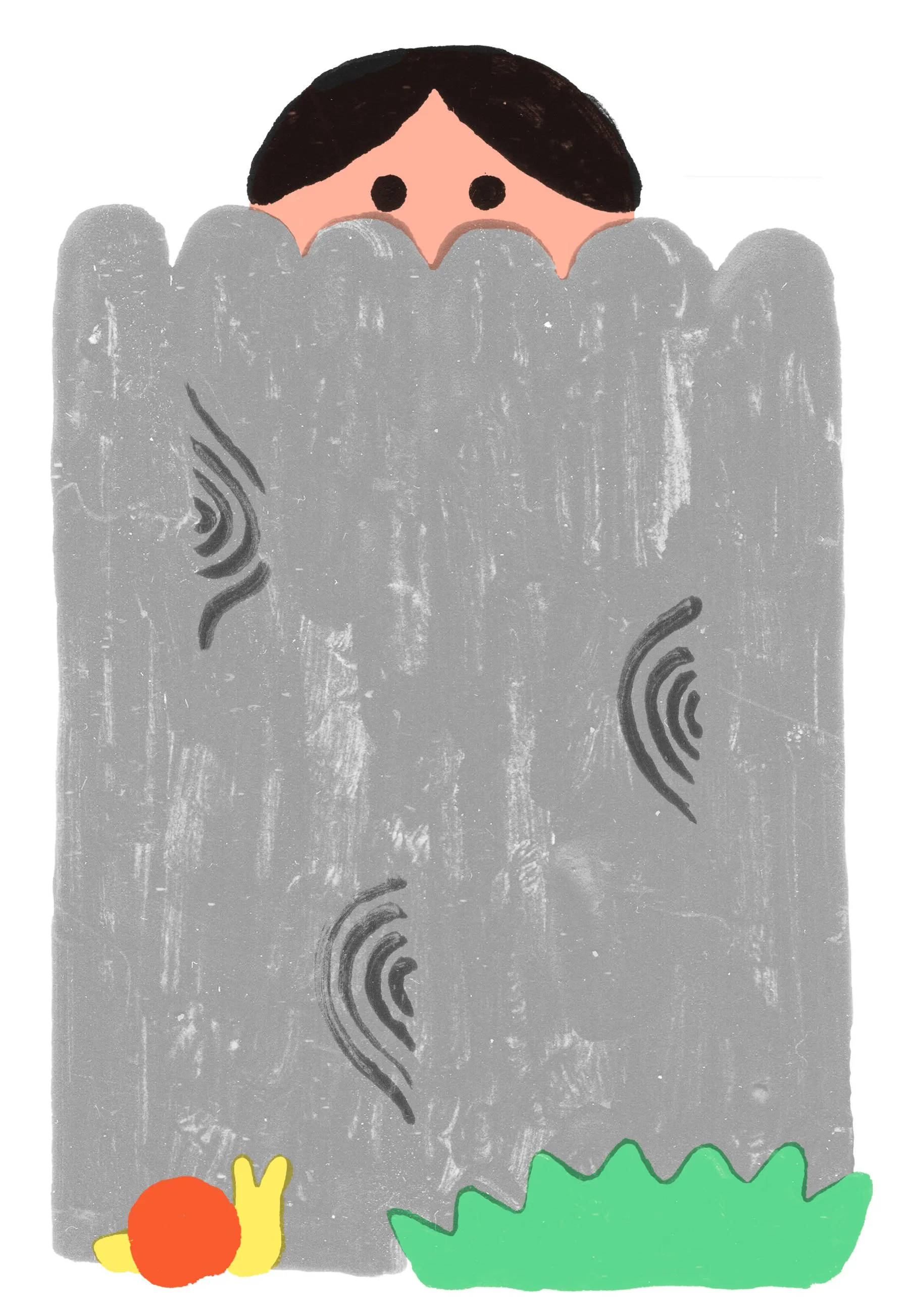 an illustration of a person peeking over a fence
