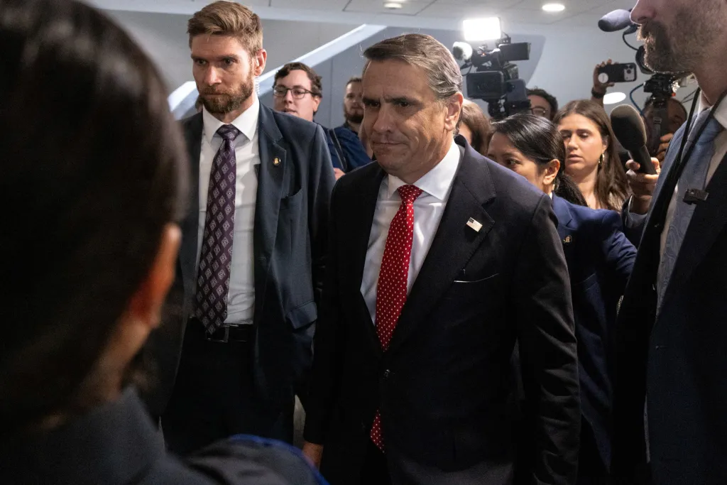 Acting U.S. Attorney General Todd Blanche walks through the Hart Senate Office Building.
