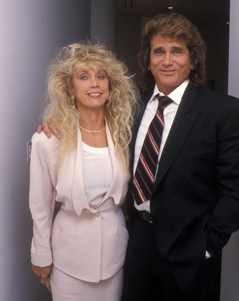 Actor Michael Landon and wife Cindy Landon pose for a photo.