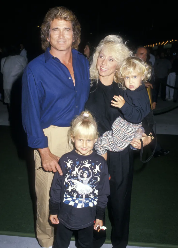 Actor Michael Landon, his wife Cindy Landon, and their children Jennifer and Sean, at the "Gorillas in the Mist" premiere.