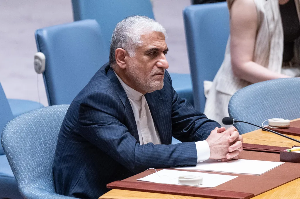 Iran's Ambassador to the United Nations Amir Saeid Iravani attends a Security Council meeting on July 2, 2026.