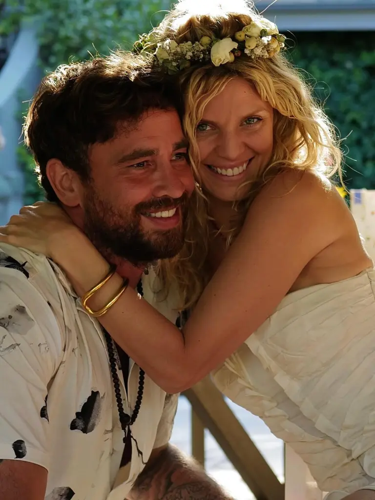 Annalynne McCord smiling and hugging Danny Cipriani.