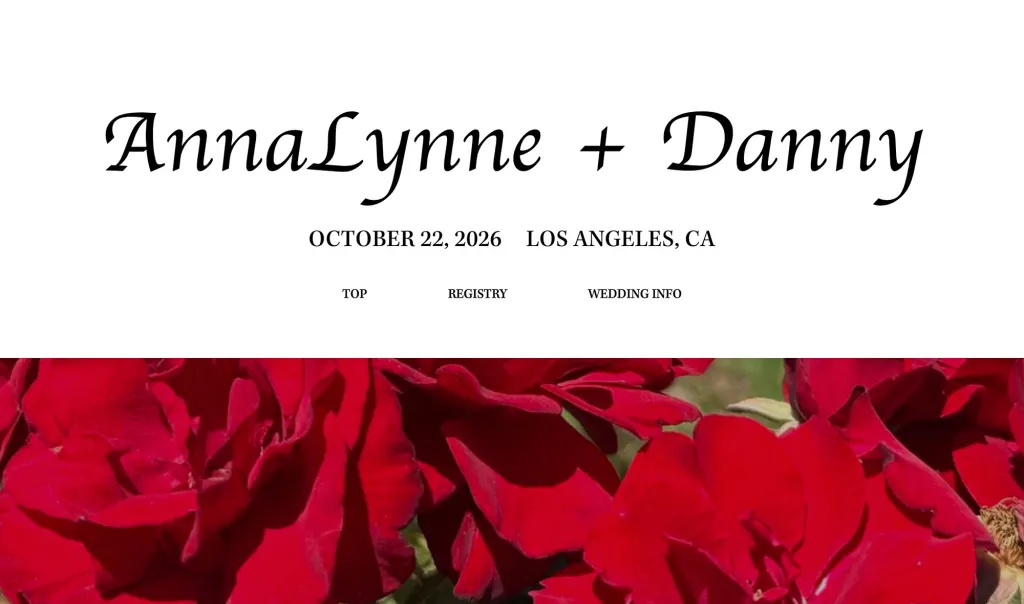 Wedding invitation for AnnaLynne and Danny on October 22, 2026, in Los Angeles, CA.