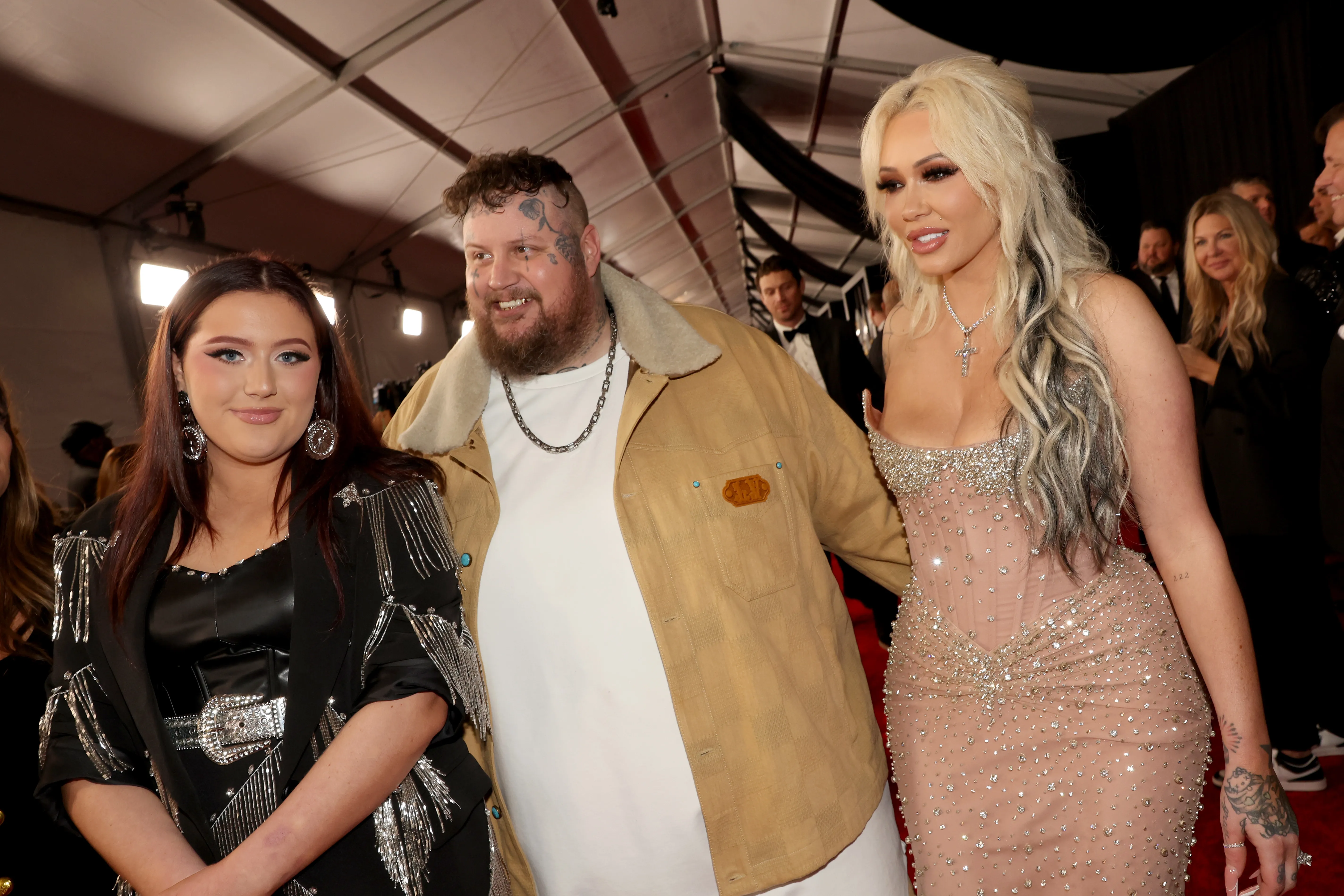 Bailee Ann, Jelly Roll, and Bunnie XO at the 66th GRAMMY Awards.