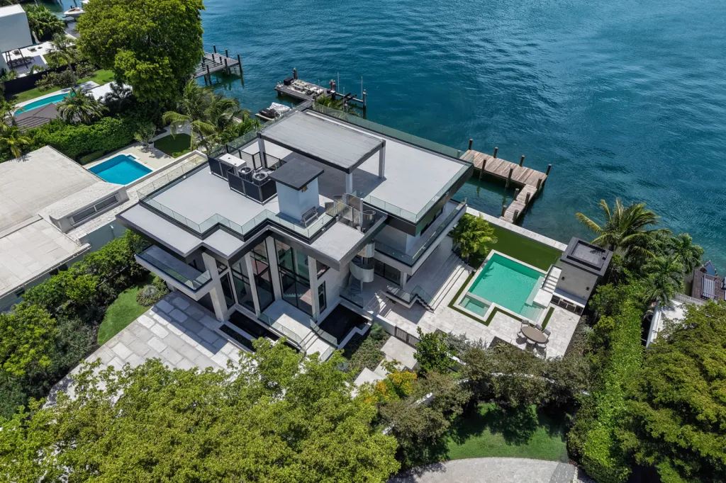 An aerial view of the home. 