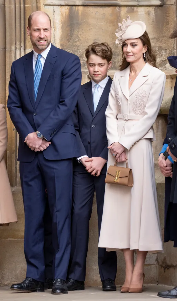 Catherine, Princess of Wales, Prince William, and Prince George attend the Easter Matins Service.