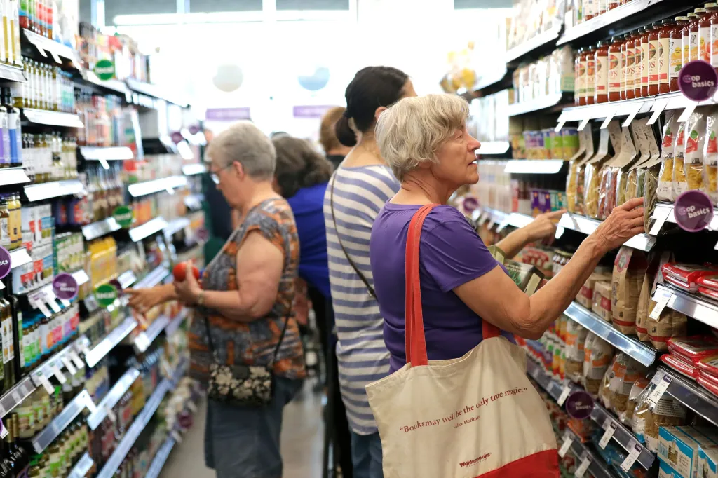 Cheryl Hansen shopping the aisles of the Oshkosh Food Co-op.