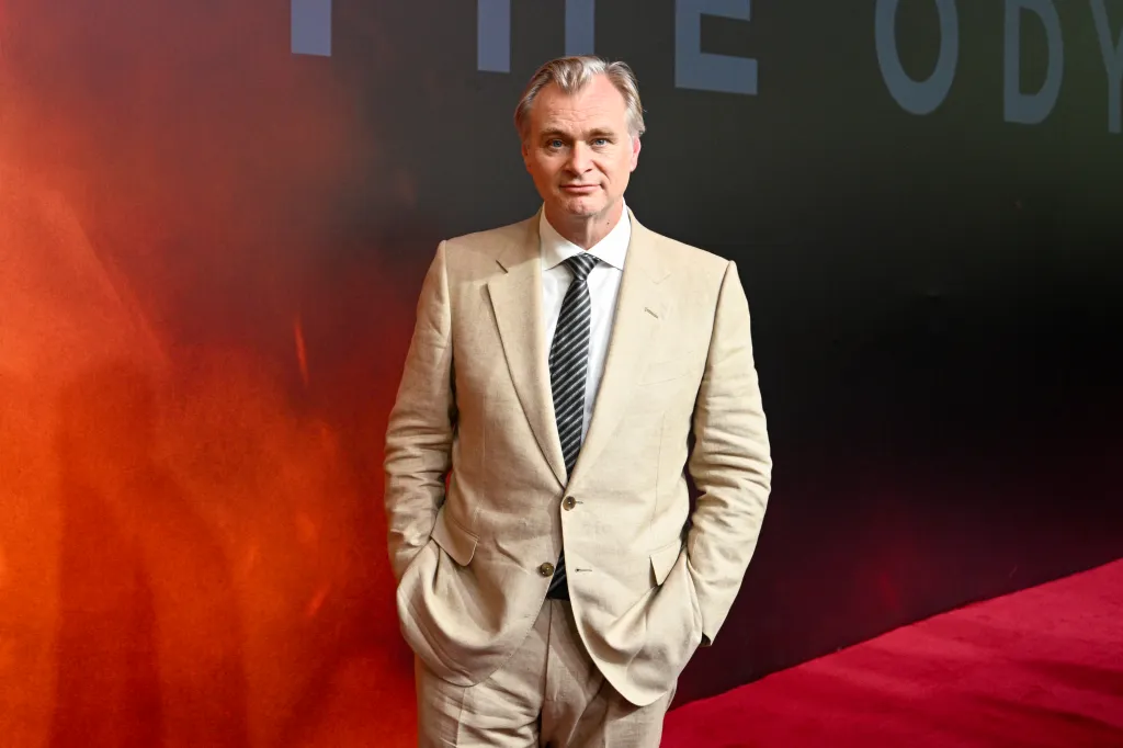 Director Christopher Nolan at "The Odyssey" premiere.