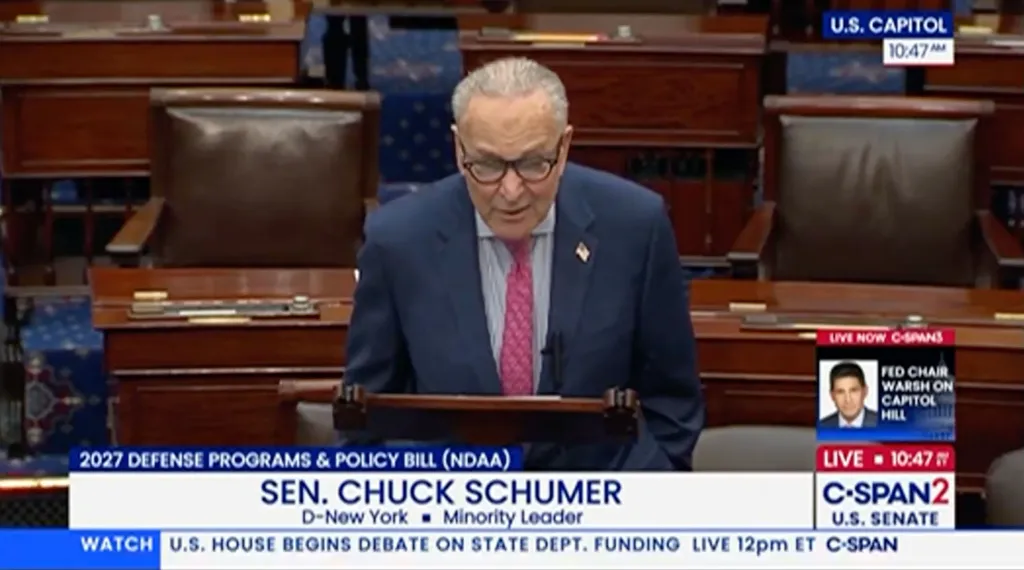 Chuck Schumer speaking on the Senate floor.