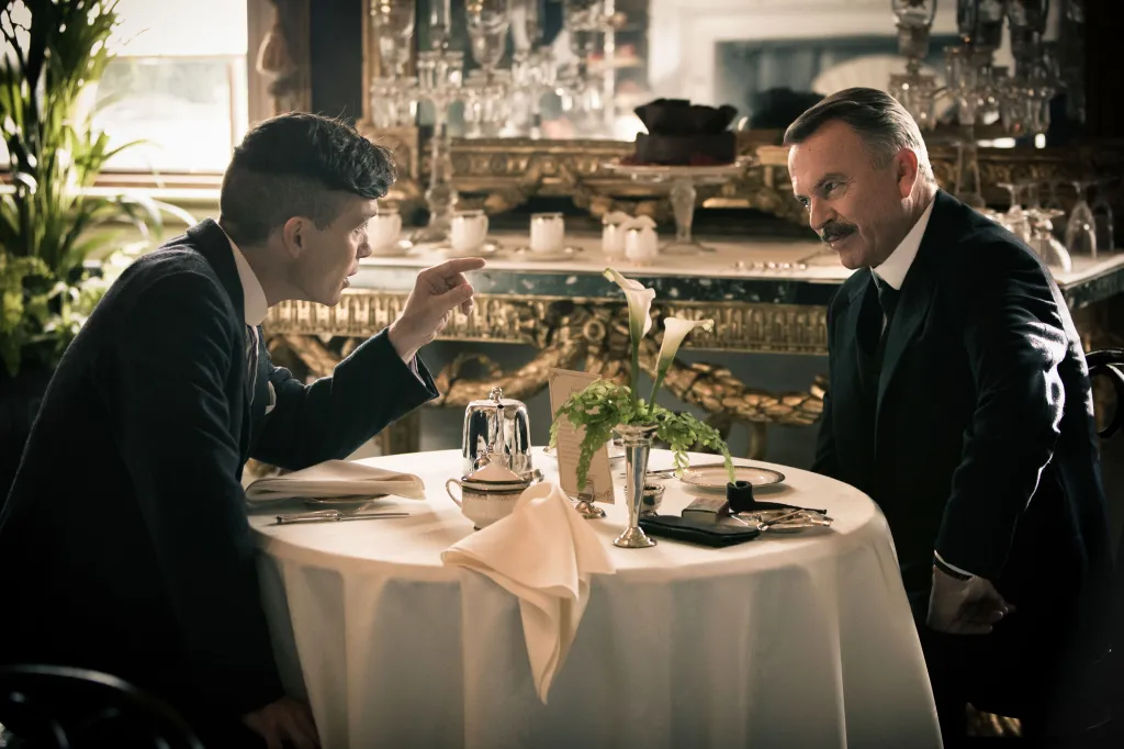 Cillian Murphy and Sam Neill in a scene from Peaky Blinders.