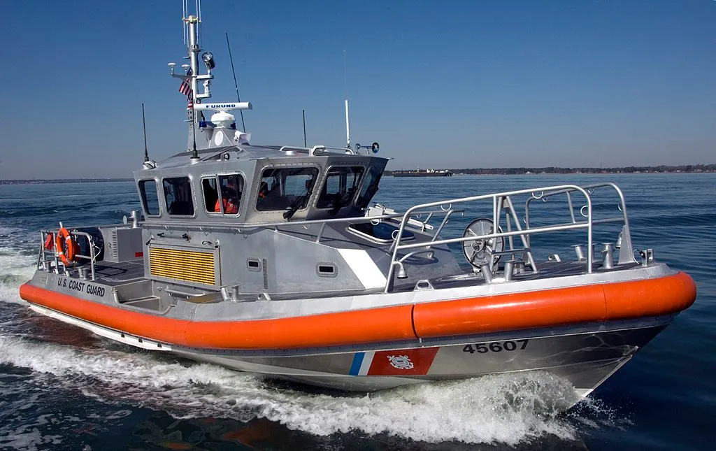 A 45-foot U.S. Coast Guard Response Boat-Medium (RBM) on the water.