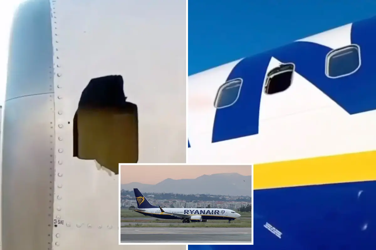 New footage shows damaged engine on horror Ryanair flight where passenger was nearly sucked out