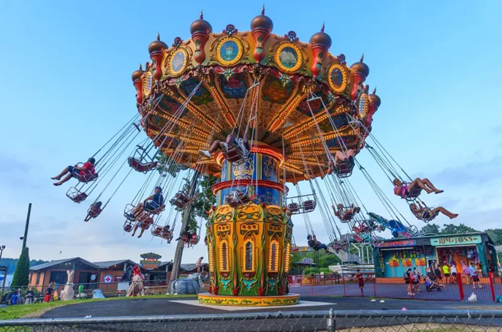 People riding the swing ride at Quassy Amusement Park.
