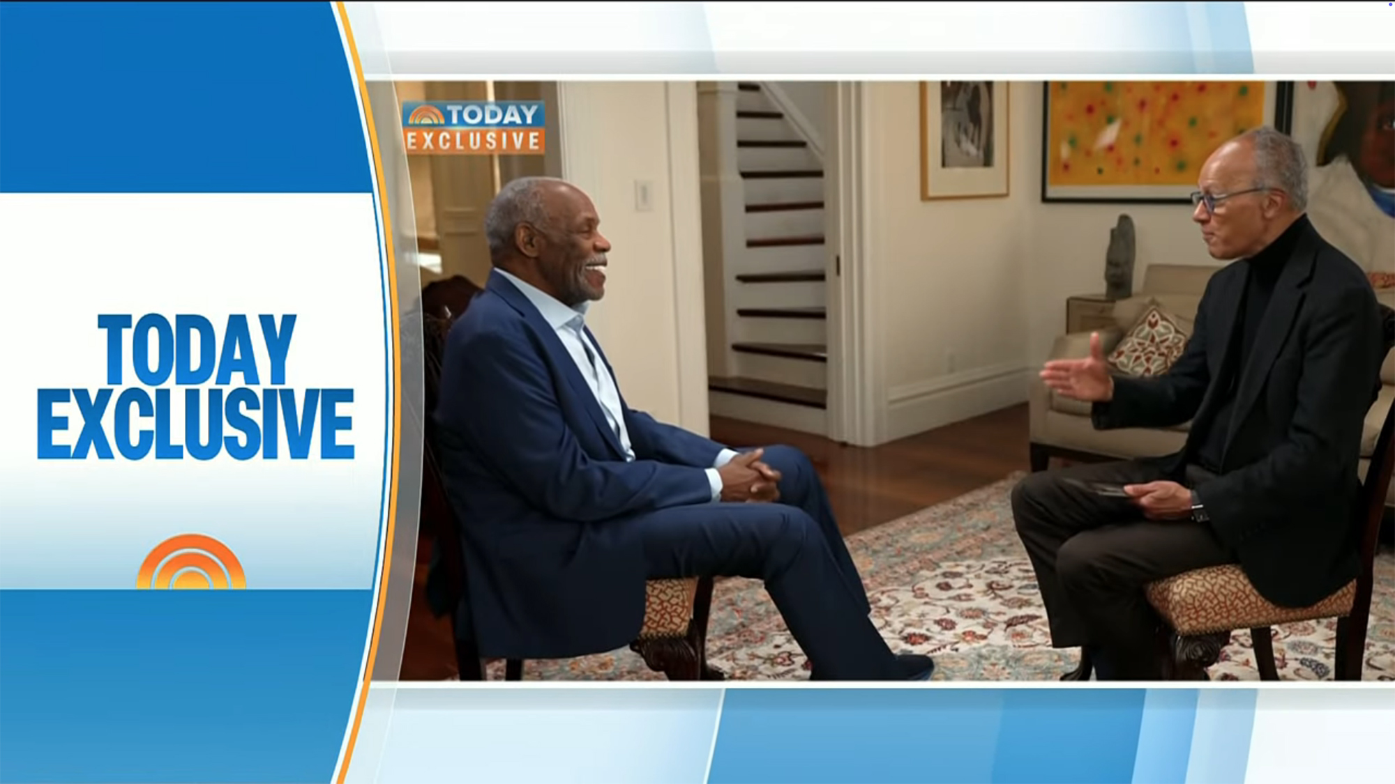 Danny Glover being interviewed by an unknown man for "Today Exclusive."