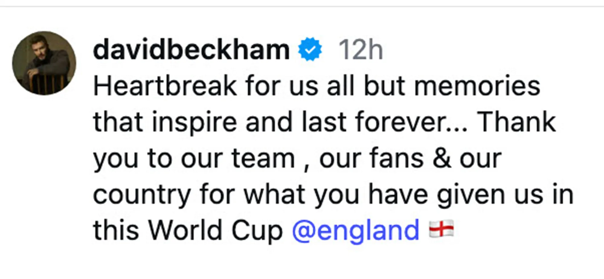 David Beckham's post after World Cup semifinals