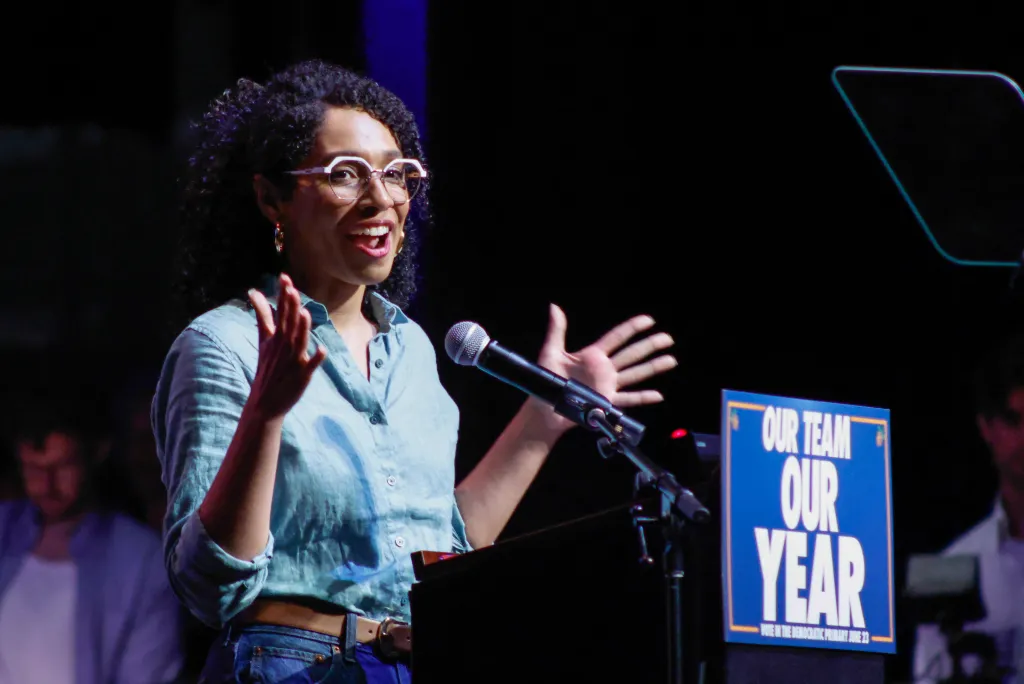 Darializa Avila Chevalier speaking at a "Get Out The Vote" rally.