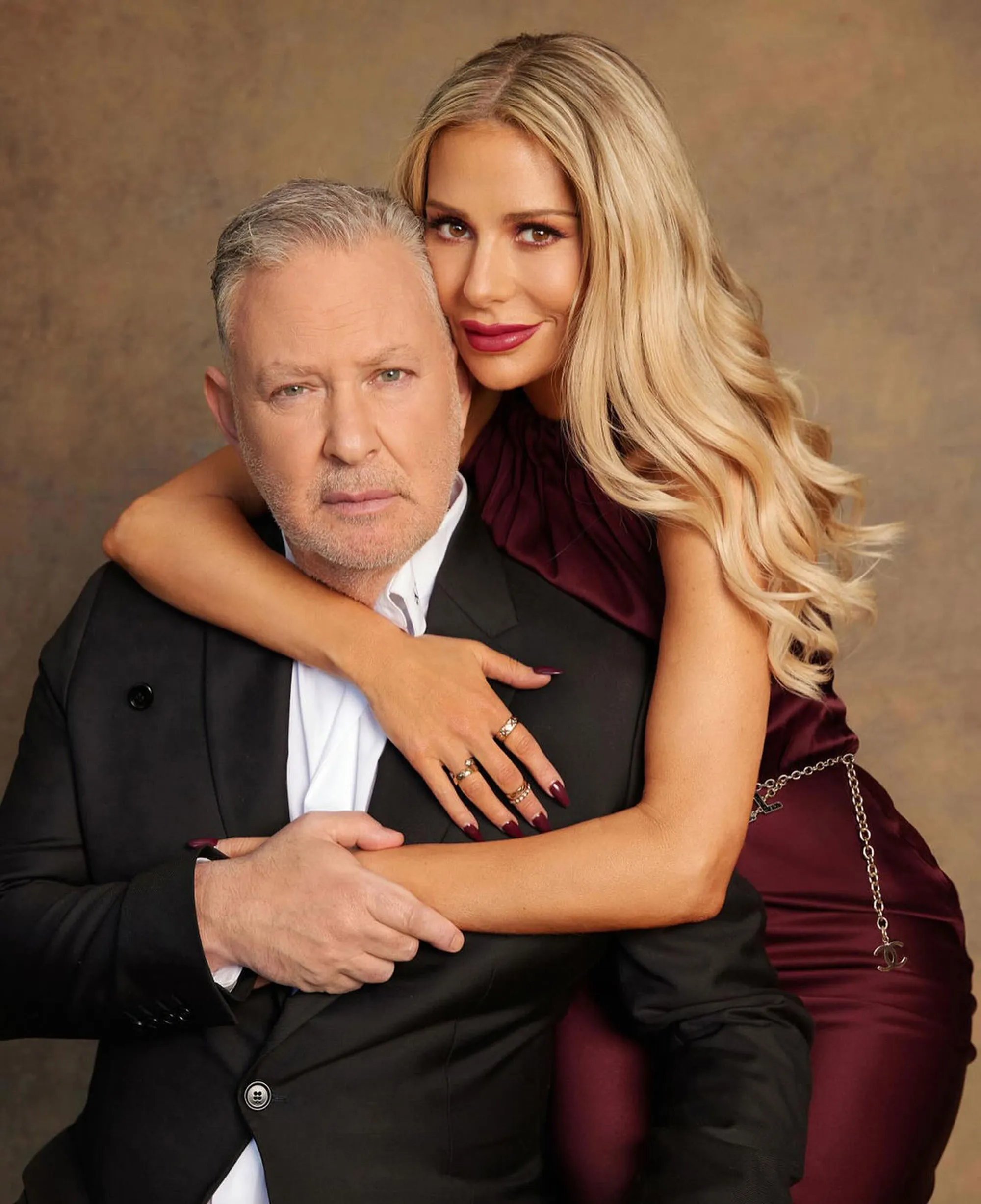 Dorit Kemsley embraces PK Kemsley, celebrating their 9th wedding anniversary.