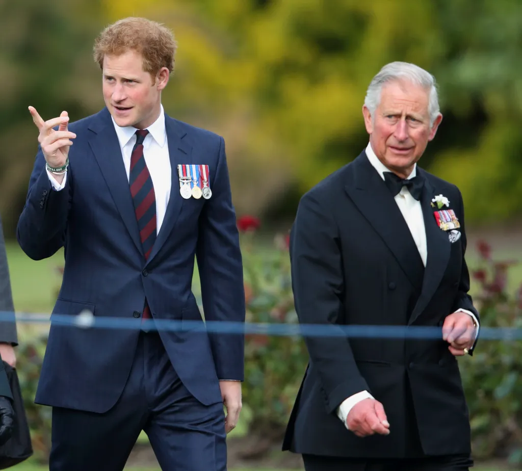 Prince Harry and Prince Charles attending the Gurkha 200 Pageant.