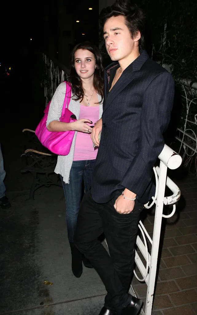 Emma Roberts and Dathan Kuppin leaving Madeo Restaurant.