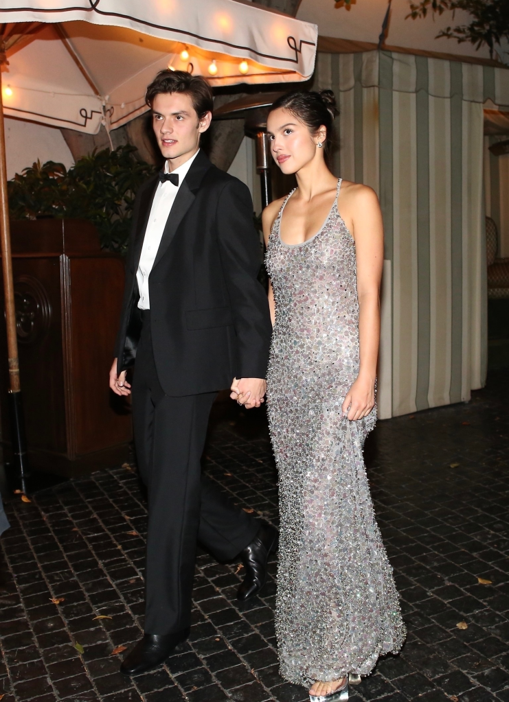Olivia Rodrigo and Louis Partridge leaving an Armani event at Châteaumarmont.