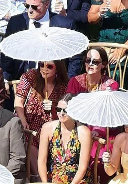 Billie Lourd and Sarah Paulson attending Emma Roberts' wedding.