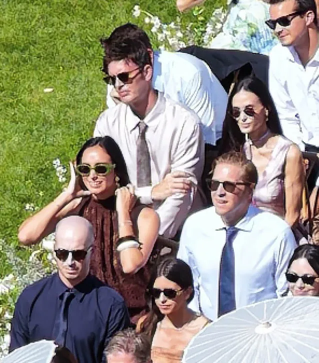 Demi Moore, Sarah Paulson, Billie Lourd, and Ashley Benson attend Emma Roberts' wedding.