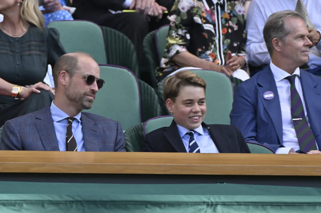 Prince William and Prince George in the Royal Box at Wimbledon.