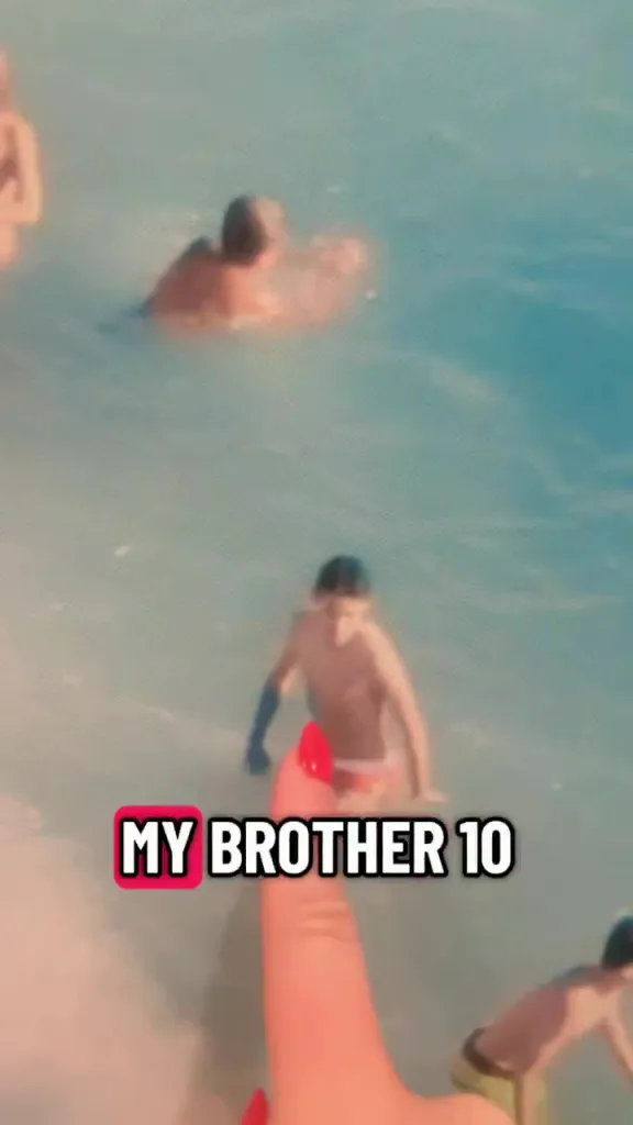 Image of people swimming in water with text "MY BROTHER 10".