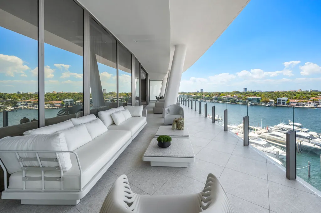 Outdoor space comes with serene water views